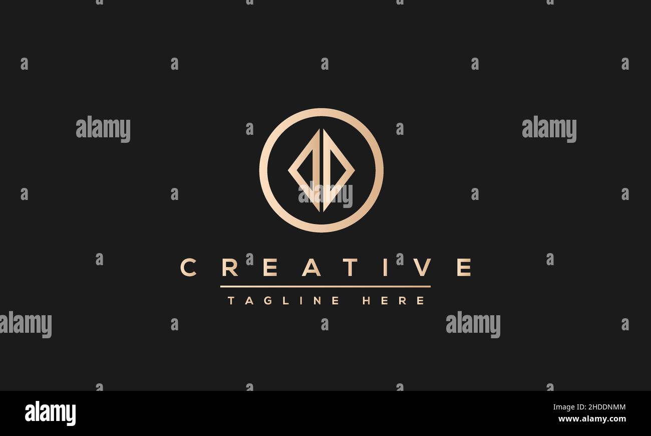 Design creativo e moderno con logo lettera D, icona vettoriale minimalista basata su D DD iniziale Illustrazione Vettoriale