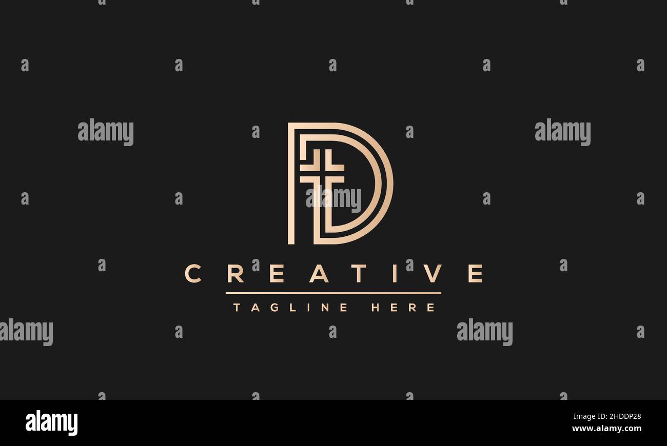 Design creativo e moderno con logo lettera D, icona vettoriale minimalista basata su D DD iniziale Illustrazione Vettoriale