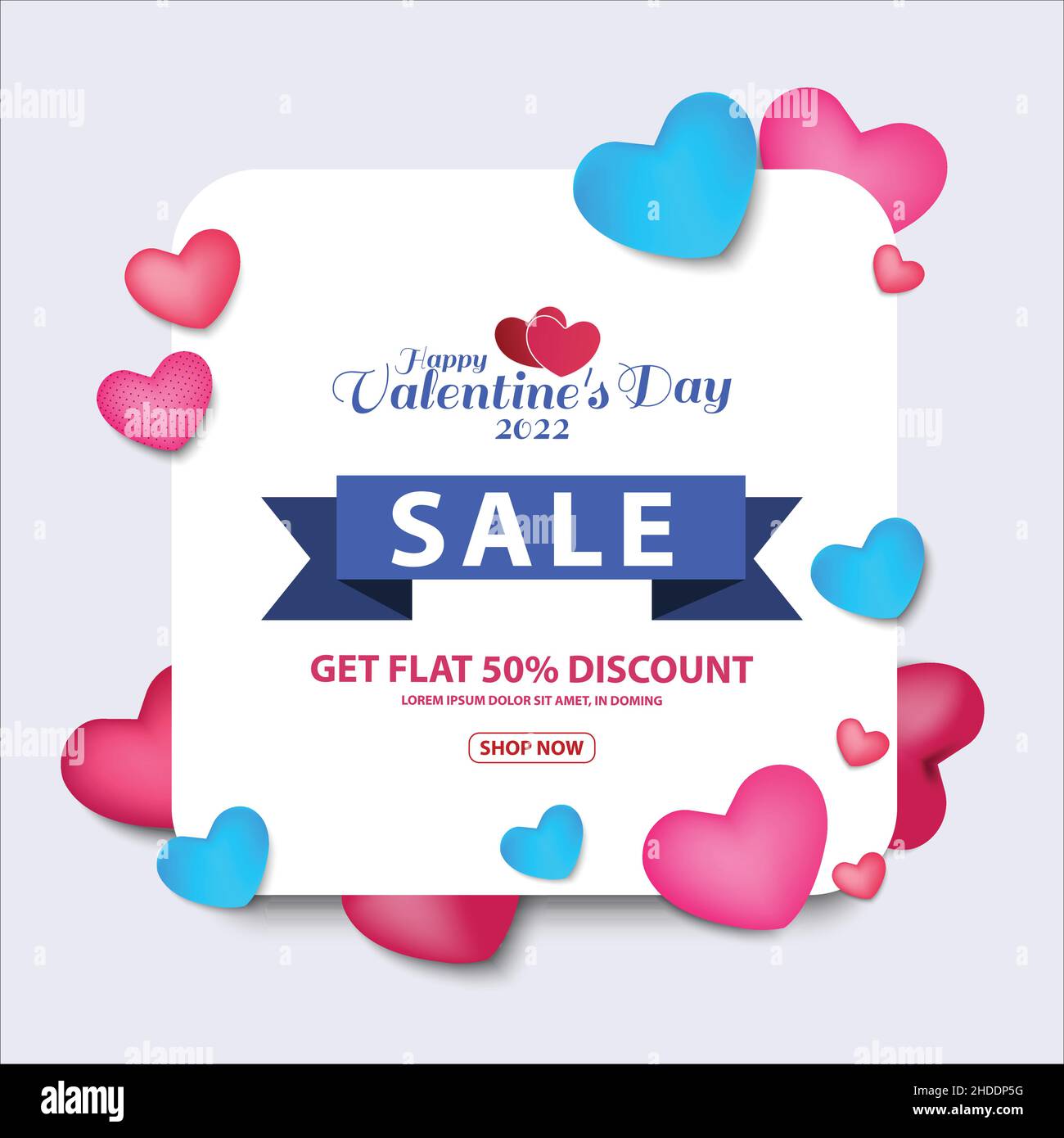 Promozione di vendita banner Web per San Valentino. Illustrazione vettoriale Illustrazione Vettoriale