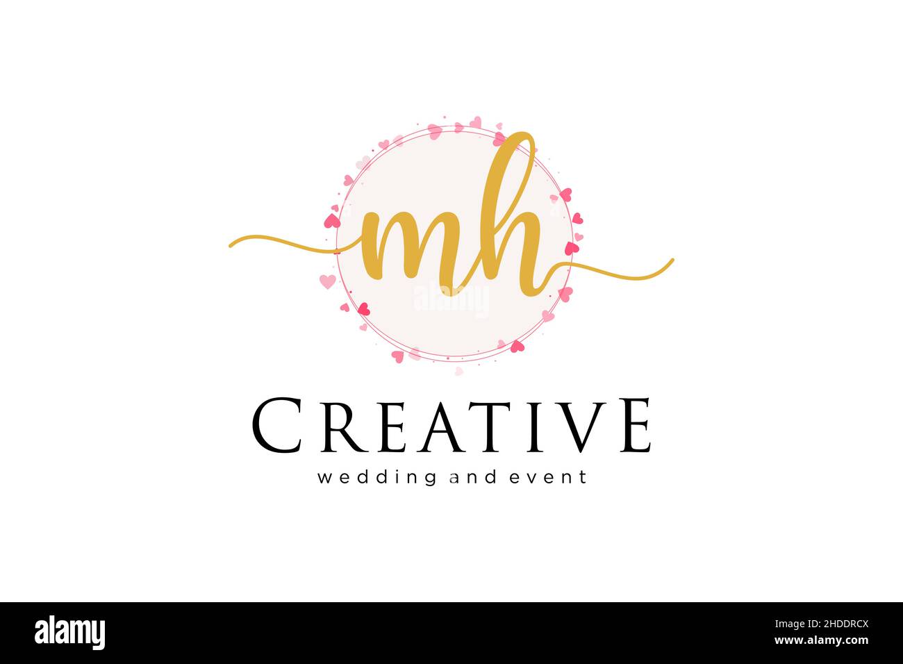 Logo MH femminile. Utilizzabile per Logo per moda, fotografia, matrimonio, bellezza, affari. Elemento modello di disegno con logo a vettore piatto. Illustrazione Vettoriale