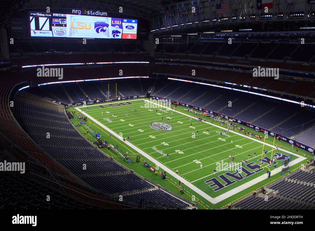 Stadio NRG pronto per LSU e K-state durante il TaxAct Texas Bowl, martedì 4 gennaio 2022, a Houston, Texas. I Kansas state Wildcats hanno sconfitto la LSU Tiger Foto Stock