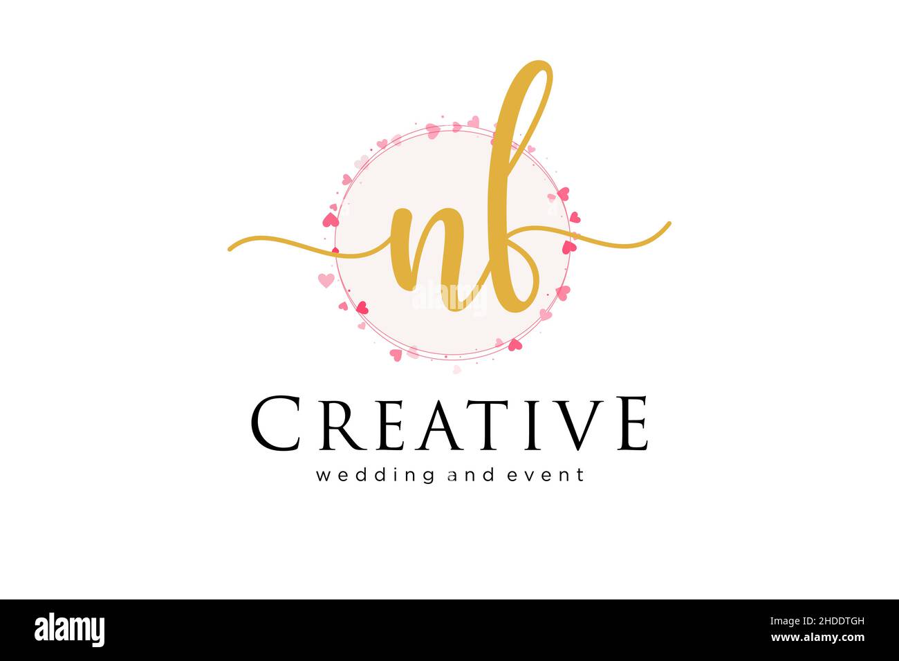 Logo NF femminile. Utilizzabile per Logo per moda, fotografia, matrimonio, bellezza, affari. Elemento modello di disegno con logo a vettore piatto. Illustrazione Vettoriale