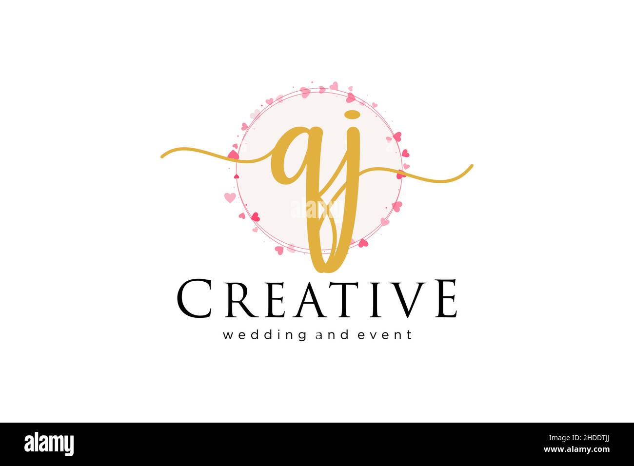 Logo FEMMINILE QJ. Utilizzabile per Logo per moda, fotografia, matrimonio, bellezza, affari. Elemento modello di disegno con logo a vettore piatto. Illustrazione Vettoriale