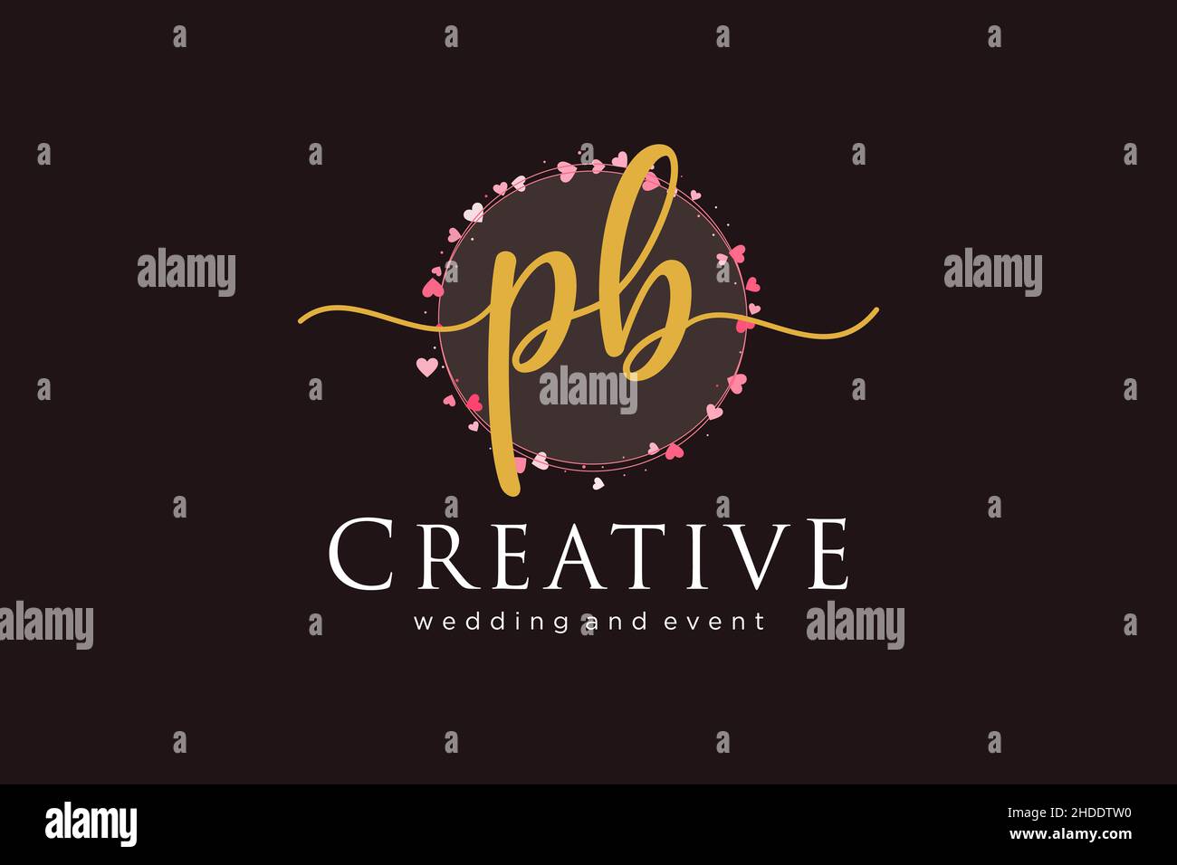 Logo PB femminile. Utilizzabile per Logo per moda, fotografia, matrimonio, bellezza, affari. Elemento modello di disegno con logo a vettore piatto. Illustrazione Vettoriale