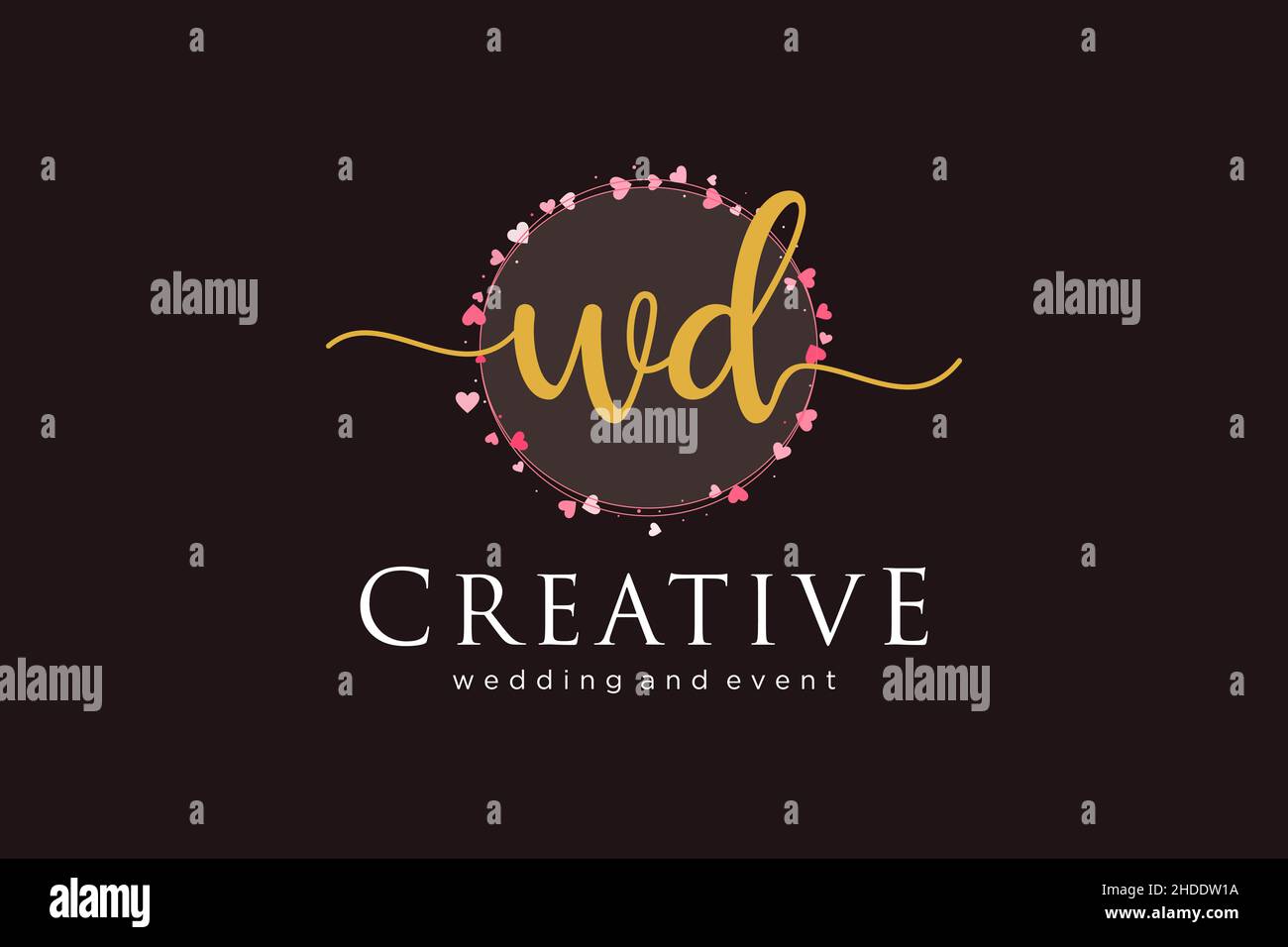 Logo WD femminile. Utilizzabile per Logo per moda, fotografia, matrimonio, bellezza, affari. Elemento modello di disegno con logo a vettore piatto. Illustrazione Vettoriale