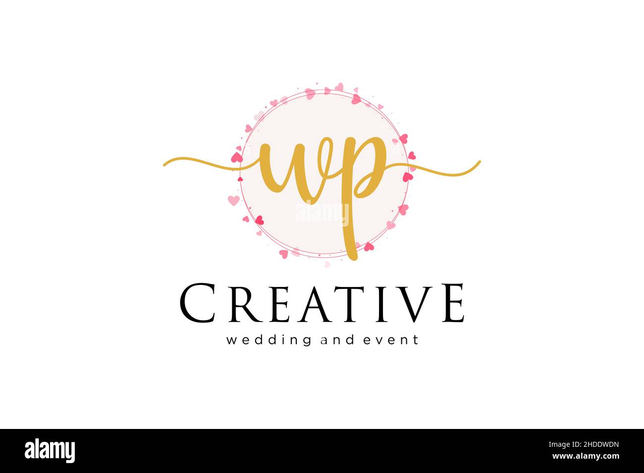 Logo femminile WP. Utilizzabile per Logo per moda, fotografia, matrimonio, bellezza, affari. Elemento modello di disegno con logo a vettore piatto. Illustrazione Vettoriale