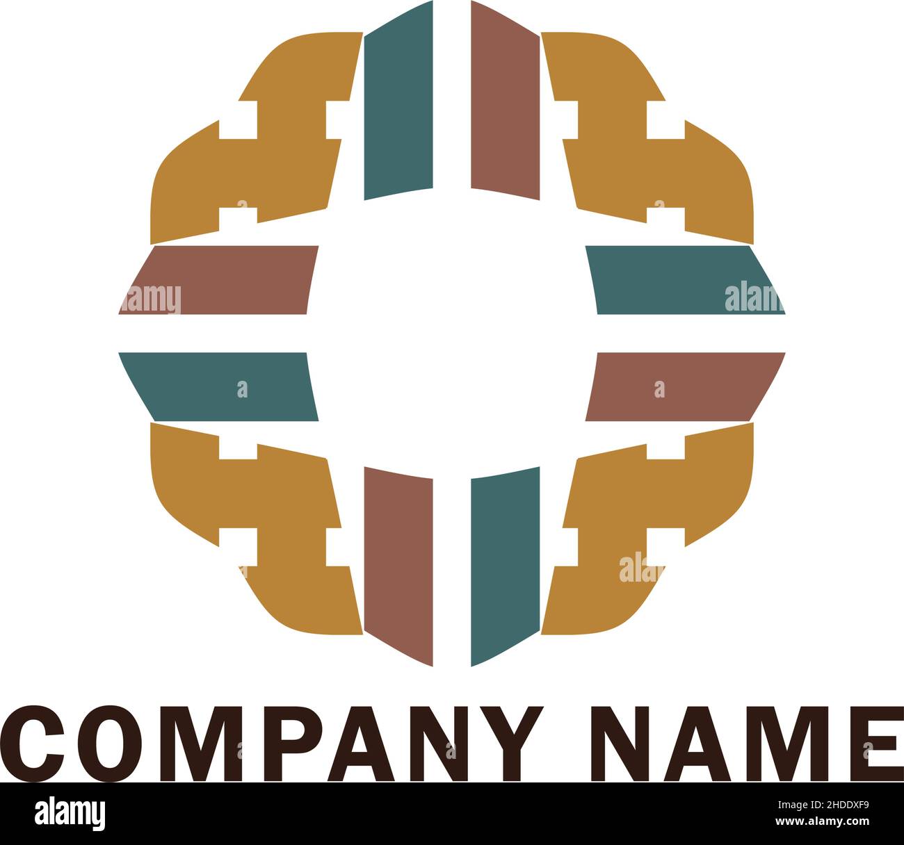 logo simmetrico, ideale per aziende, aziende, comunità, istruzione Illustrazione Vettoriale