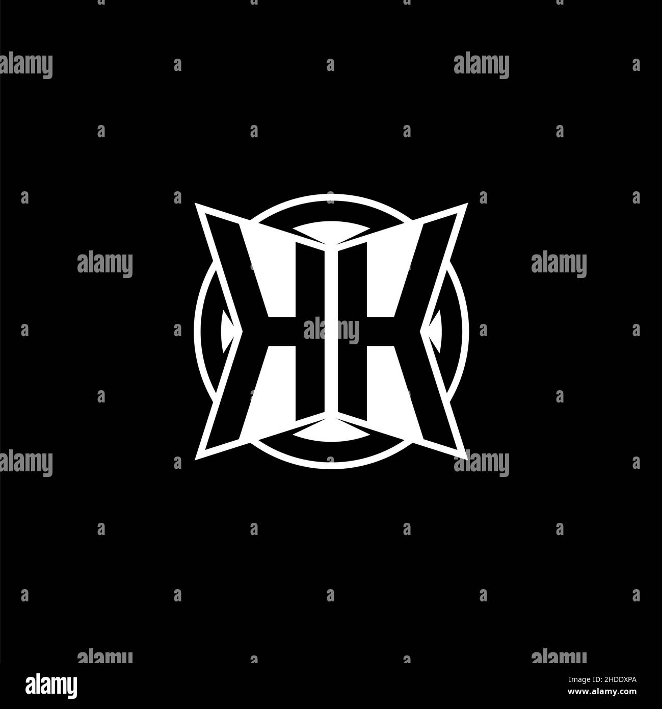Lettera con logo HH Monogram con design semplice e moderno. Logo con monogramma circolare arrotondato. Illustrazione Vettoriale