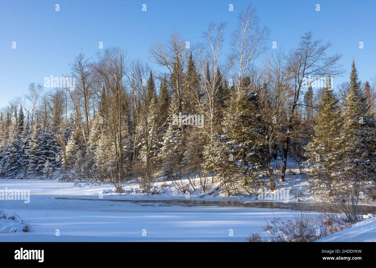 Idrovia che conduce al lago Mud nel Wisconsin settentrionale. Foto Stock