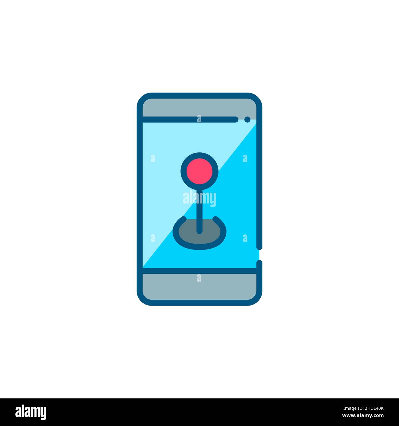 Pin di posizione su uno smartphone. Icona colore traccia modificabile pixel Perfect Illustrazione Vettoriale