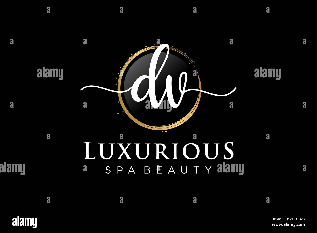 Logo DV femminile iniziale. Utilizzabile per Logo per moda, fotografia, matrimonio, bellezza, affari. Modello di disegno del logo del vettore piatto . Illustrazione Vettoriale