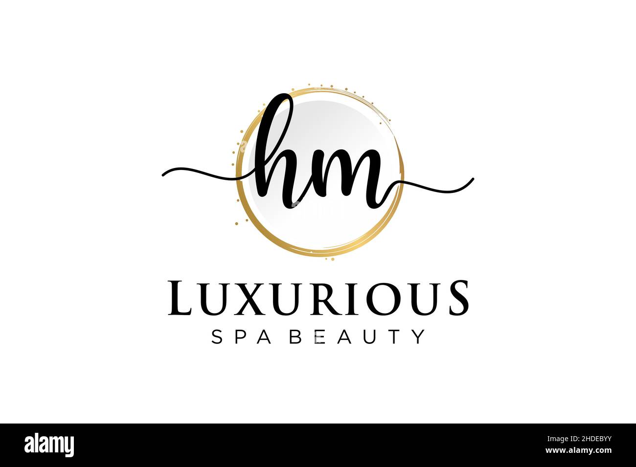 Logo HM femminile iniziale. Utilizzabile per Logo per moda, fotografia, matrimonio, bellezza, affari. Modello di disegno del logo del vettore piatto . Illustrazione Vettoriale