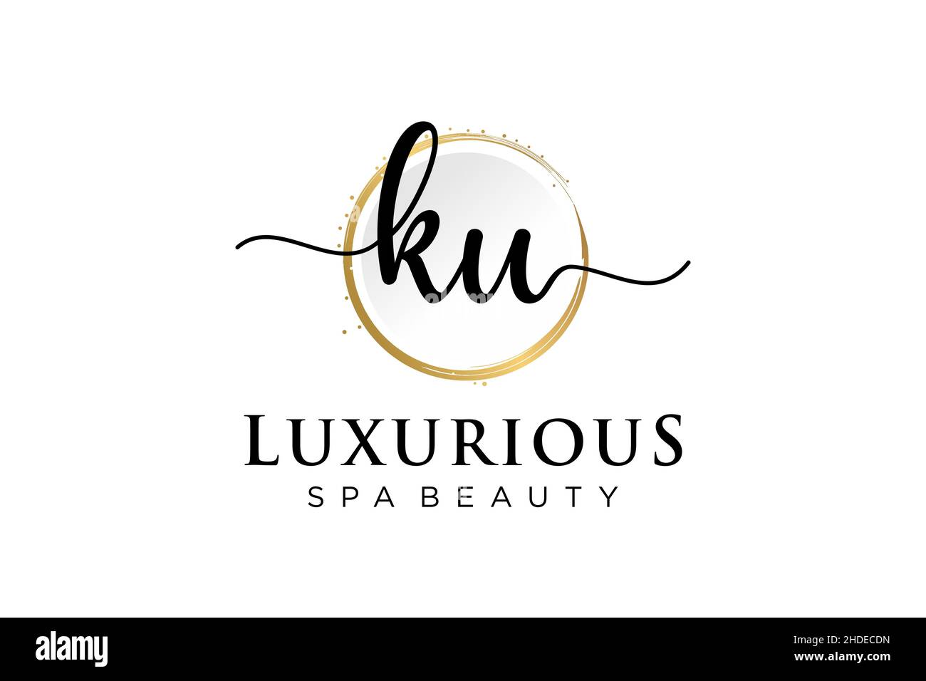 Logo KU femminile iniziale. Utilizzabile per Logo per moda, fotografia, matrimonio, bellezza, affari. Modello di disegno del logo del vettore piatto . Illustrazione Vettoriale