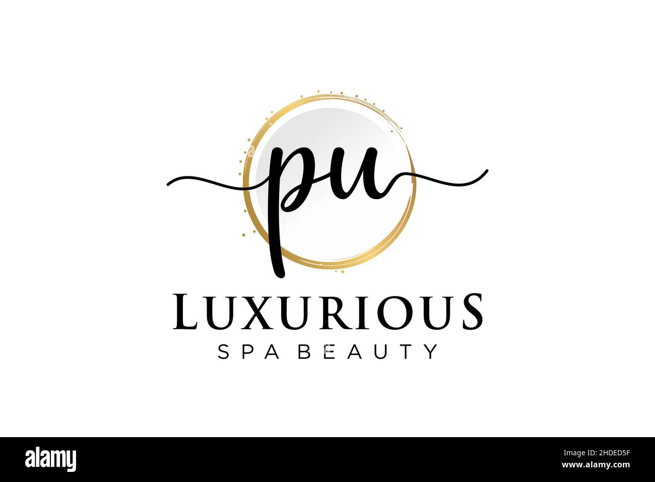 Logo PU femminile iniziale. Utilizzabile per Logo per moda, fotografia, matrimonio, bellezza, affari. Modello di disegno del logo del vettore piatto . Illustrazione Vettoriale