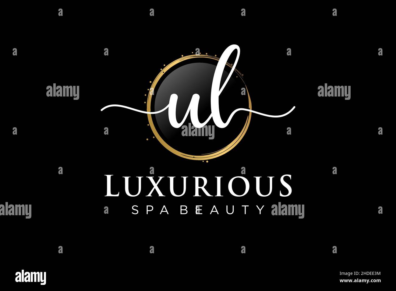 Logo femminile UL iniziale. Utilizzabile per Logo per moda, fotografia, matrimonio, bellezza, affari. Modello di disegno del logo del vettore piatto . Illustrazione Vettoriale