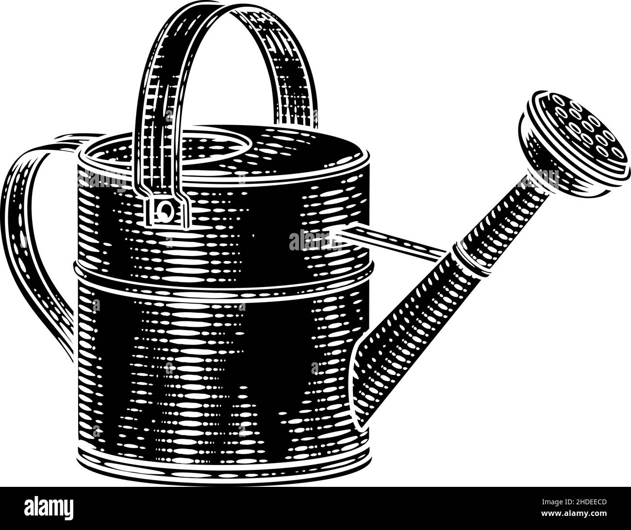 Giardino annaffiatura lattino Giardinaggio strumento vintage Woodcut Illustrazione Vettoriale