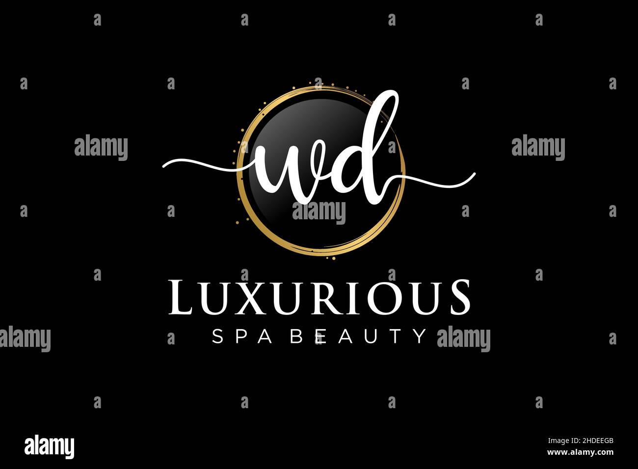 Logo WD femminile iniziale. Utilizzabile per Logo per moda, fotografia, matrimonio, bellezza, affari. Modello di disegno del logo del vettore piatto . Illustrazione Vettoriale