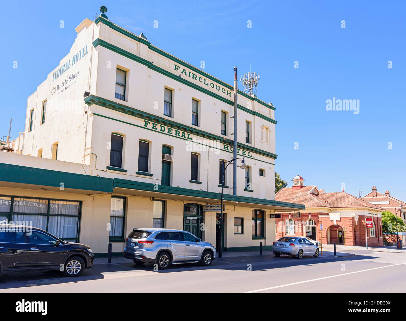 Il Mren Federation Italianate Style Federal Hotel nella città rurale di Katanning, Australia Occidentale, Australia Foto Stock