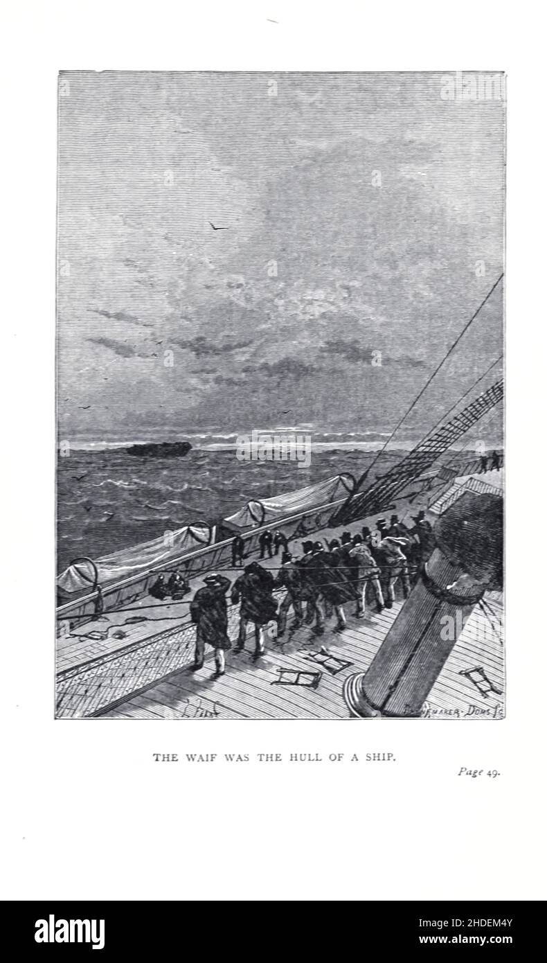 Il waf era lo scafo di una nave illustrata da Jules Ferat da Una città galleggiante, o a volte tradotto la città galleggiante, (in francese: Une ville flottante) è un romanzo di avventura dello scrittore francese Jules Verne pubblicato per la prima volta nel 1871 in Francia. Al momento della sua pubblicazione, il romanzo godeva di un livello di popolarità simile a quello di tutto il mondo in ottanta giorni. La prima edizione britannica e statunitense del romanzo è apparsa nel 1874. Jules Férat ha fornito le illustrazioni originali per il romanzo. Racconta di una donna che, a bordo della nave Great Eastern con il marito abusivo, scopre che l'uomo che ama è anche o Foto Stock