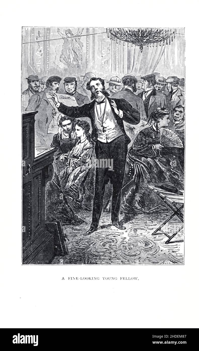 Un giovane compagno di belle-Looking illustrato da Jules Ferat da Una città galleggiante, o a volte tradotto la città galleggiante, (francese: Une ville flottante) è un romanzo di avventura dello scrittore francese Jules Verne pubblicato per la prima volta nel 1871 in Francia. Al momento della sua pubblicazione, il romanzo godeva di un livello di popolarità simile a quello di tutto il mondo in ottanta giorni. La prima edizione britannica e statunitense del romanzo è apparsa nel 1874. Jules Férat ha fornito le illustrazioni originali per il romanzo. Racconta di una donna che, a bordo della nave Great Eastern con il marito abusivo, scopre che l'uomo che ama è anche sul bo Foto Stock