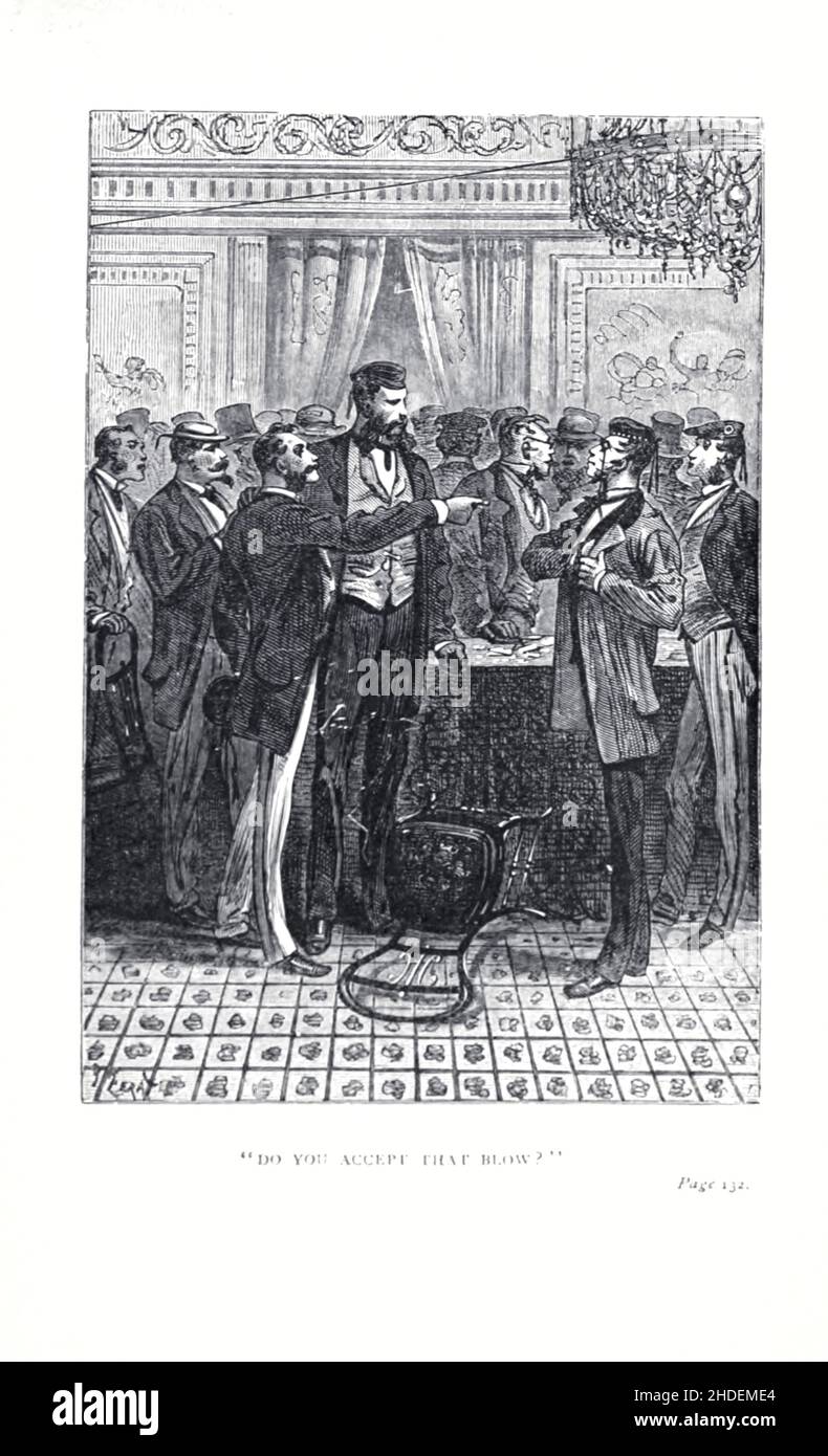 Accettate che il colpo illustrato da Jules Ferat da Una città galleggiante, o a volte tradotto la città galleggiante, (francese: Une ville flottante) è un romanzo di avventura dello scrittore francese Jules Verne pubblicato per la prima volta nel 1871 in Francia. Al momento della sua pubblicazione, il romanzo godeva di un livello di popolarità simile a quello di tutto il mondo in ottanta giorni. La prima edizione britannica e statunitense del romanzo è apparsa nel 1874. Jules Férat ha fornito le illustrazioni originali per il romanzo. Racconta di una donna che, a bordo della nave Great Eastern con il marito abusivo, scopre che anche l'uomo che ama è a bordo. Foto Stock