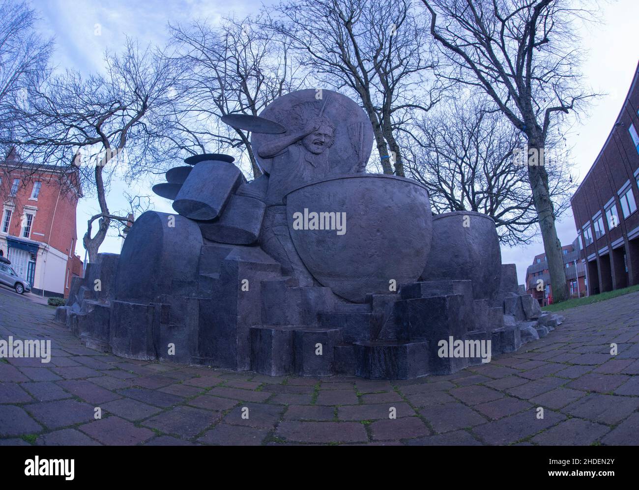 John Bonham statue, Redditch Town Center, Worcestershire, Regno Unito Foto Stock