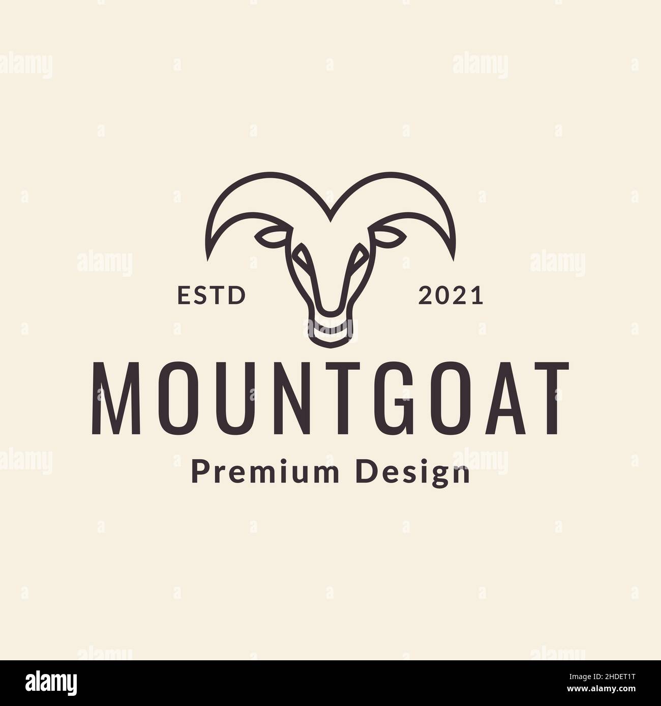 hipster faccia montagna capra logo design vettore grafico simbolo icona illustrazione idea creativa Illustrazione Vettoriale