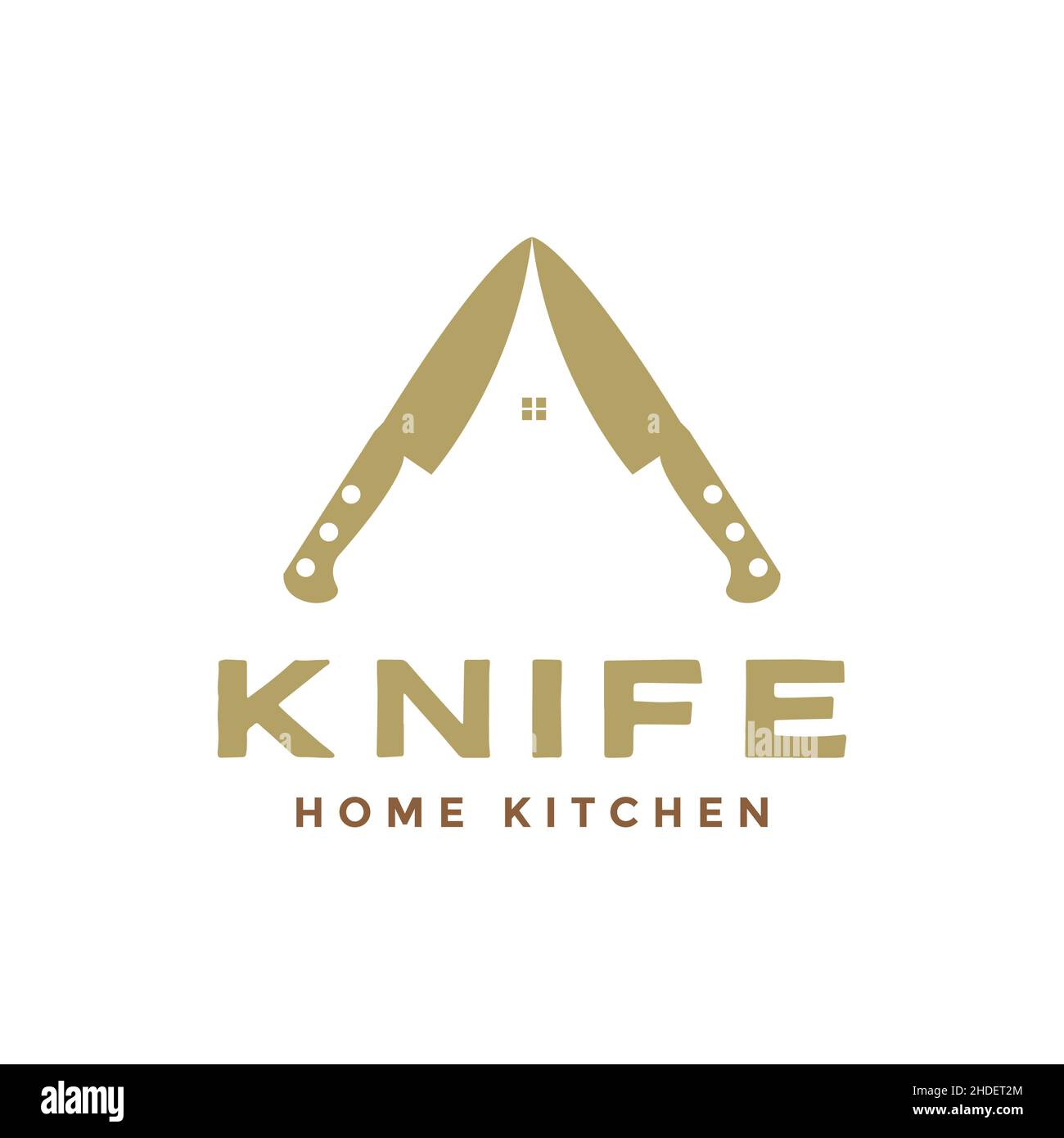 coltello con la forma della cucina domestica logo design vettoriale grafico simbolo icona illustrazione idea creativa Illustrazione Vettoriale