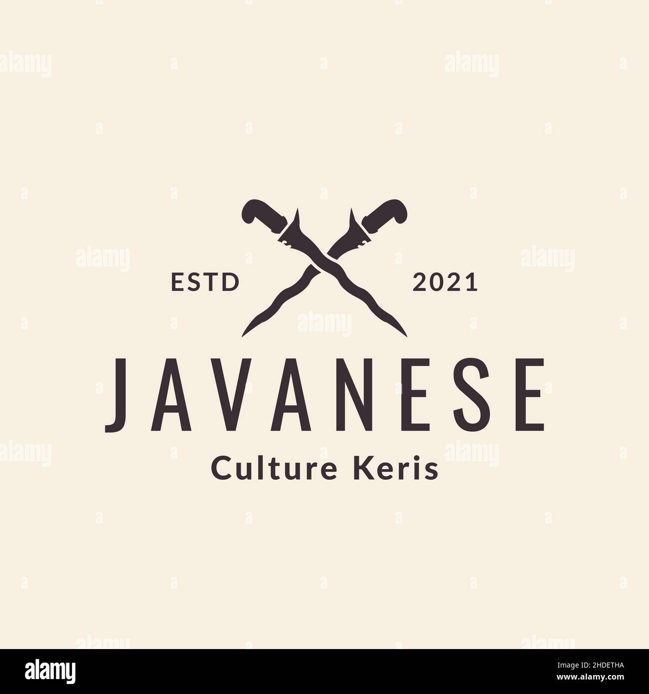 java keris vintage logo design vettore grafico simbolo icona illustrazione idea creativa Illustrazione Vettoriale