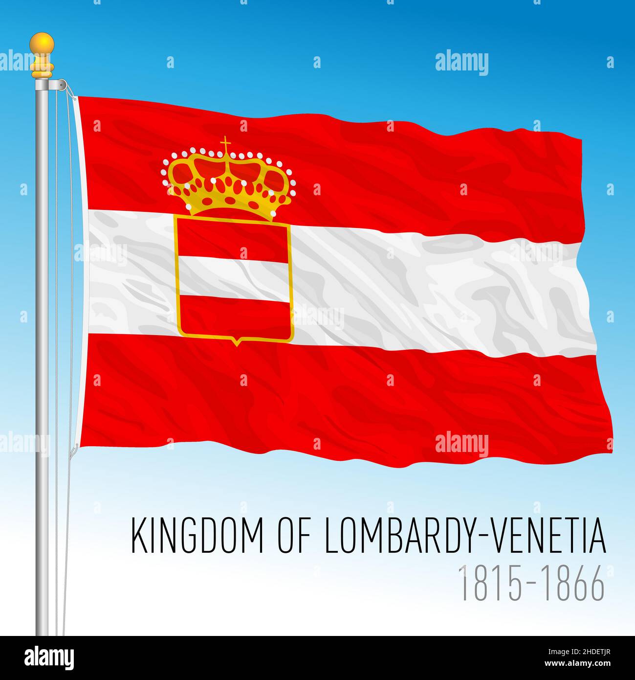 Regno di Lombardia - bandiera storica veneziana, Italia, 1815 - 1866, illustrazione vettoriale Illustrazione Vettoriale