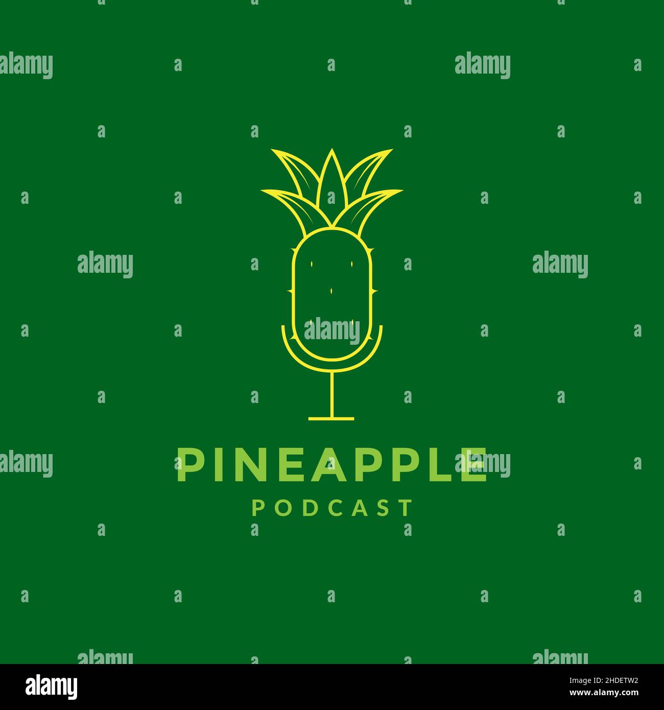 microfono ananas art logo design vettoriale grafico simbolo icona illustrazione idea creativa Illustrazione Vettoriale