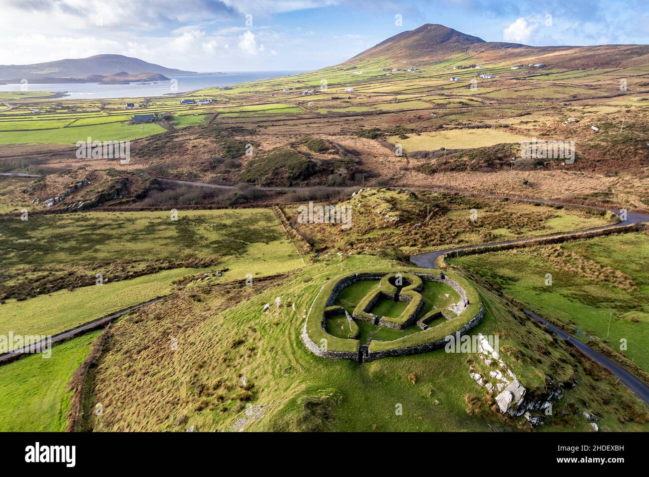 7th Century Leacanabuaile Ring Fort, Cahersiveen, County Kerry, Irlanda Foto Stock