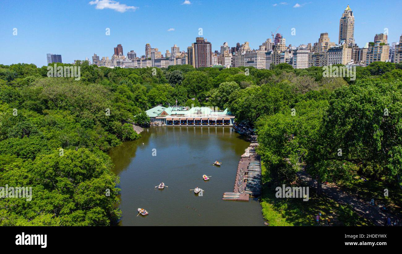 The Loeb Boathouse, Central Park, Manhattan, New York City, NY Foto Stock