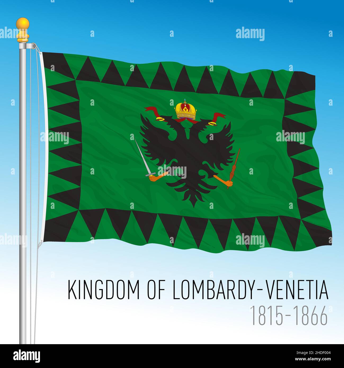 Regno di Lombardia - bandiera storica veneziana, Italia, 1815 - 1866, illustrazione vettoriale Illustrazione Vettoriale