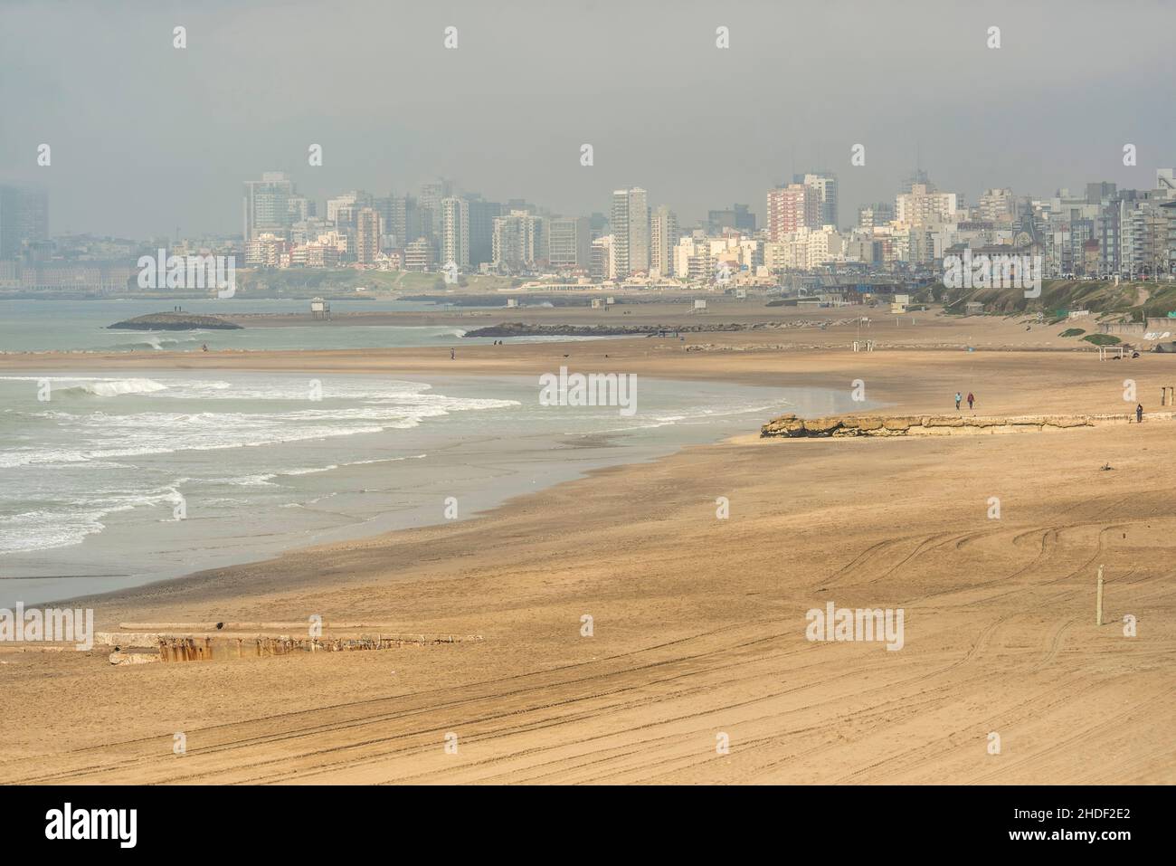 Mar del Plata skyline e spiagge Foto Stock