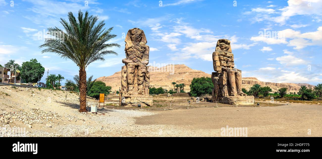 colossi di memnon, statua colossale, colossi di memnoni Foto Stock