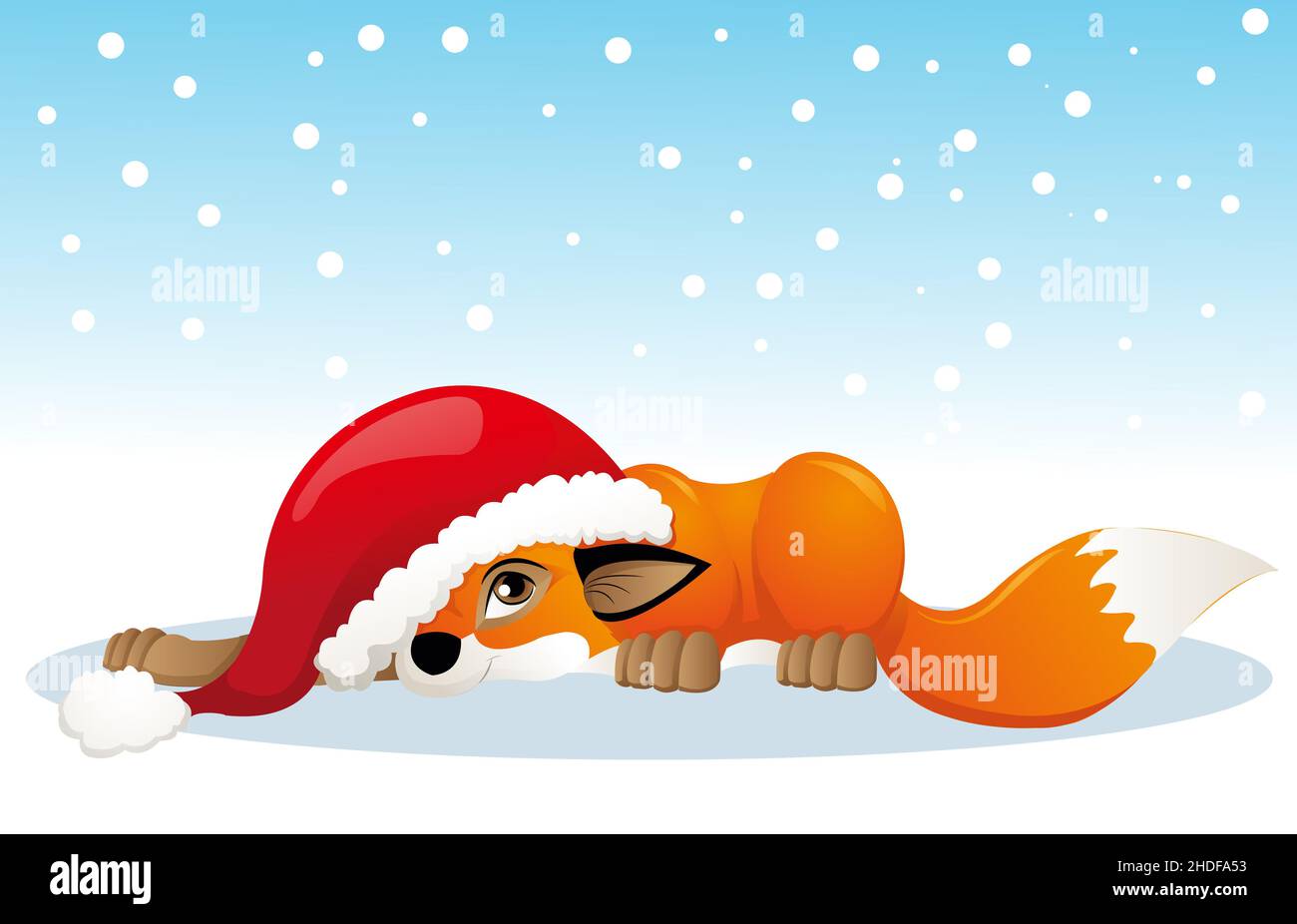 cappello di santa, volpe, cartone animato, cappellino di natale, cappelli di santa, foxs Foto Stock