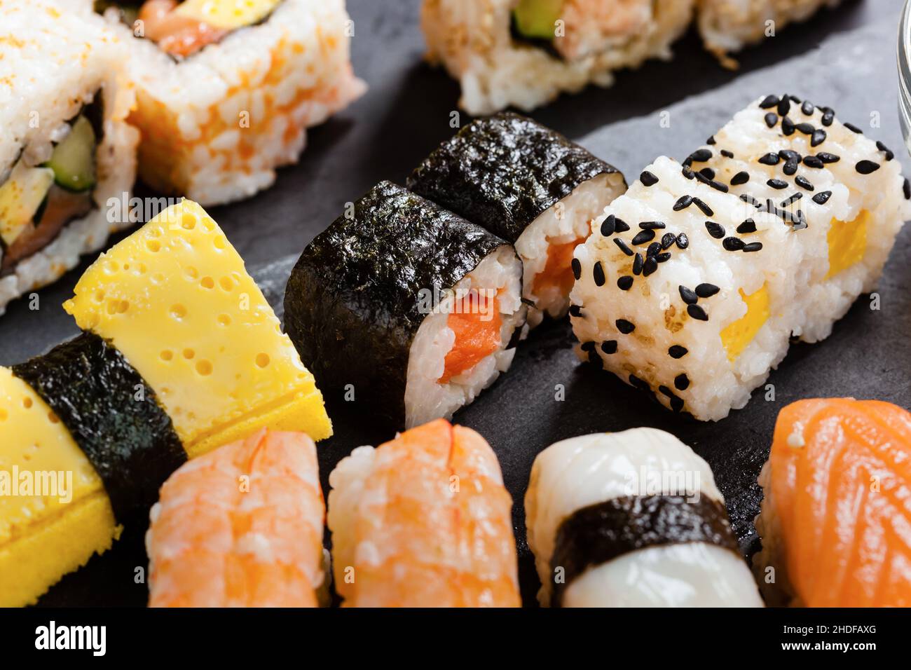 sushi, panini, tamagoyaki, sushi nigiri, sushi, tamagoyakis Foto Stock