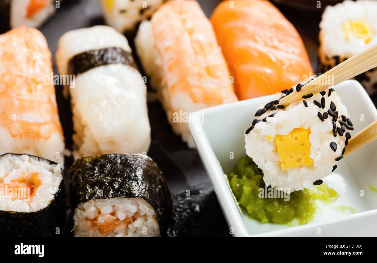 sushi, wasabi, sushi, wasabis Foto Stock