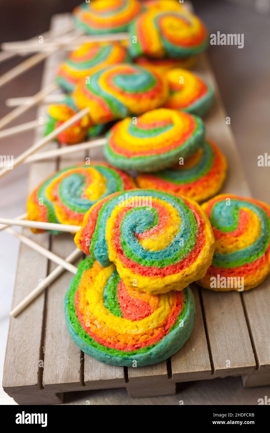 multicolore, torta, lecca-lecca, multicolore, torte, lollipops Foto Stock