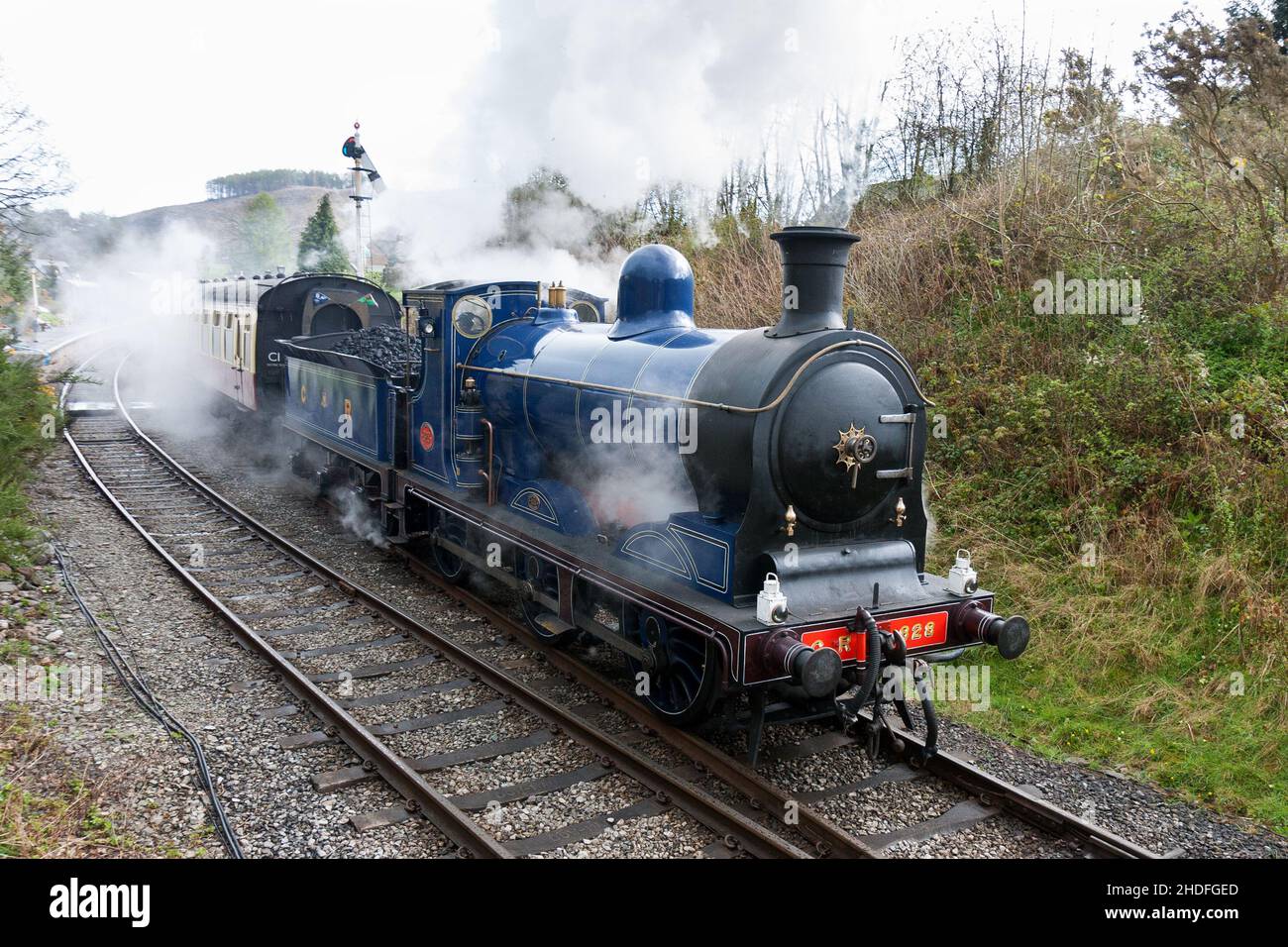 Una gala a vapore sulla ferrovia a vapore di Llangollen Foto Stock