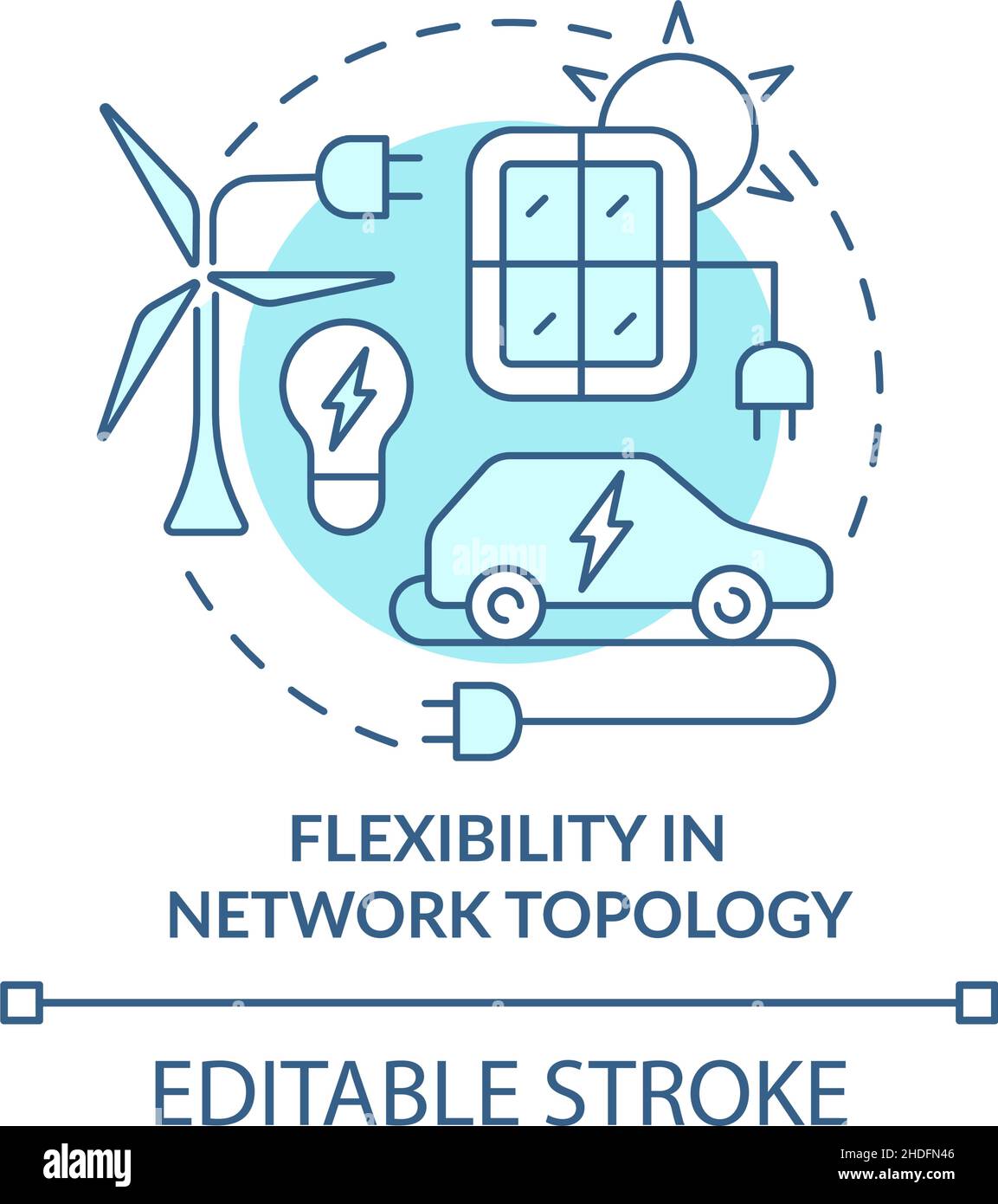 Flessibilità nella topologia di rete icona di concetto turchese Illustrazione Vettoriale