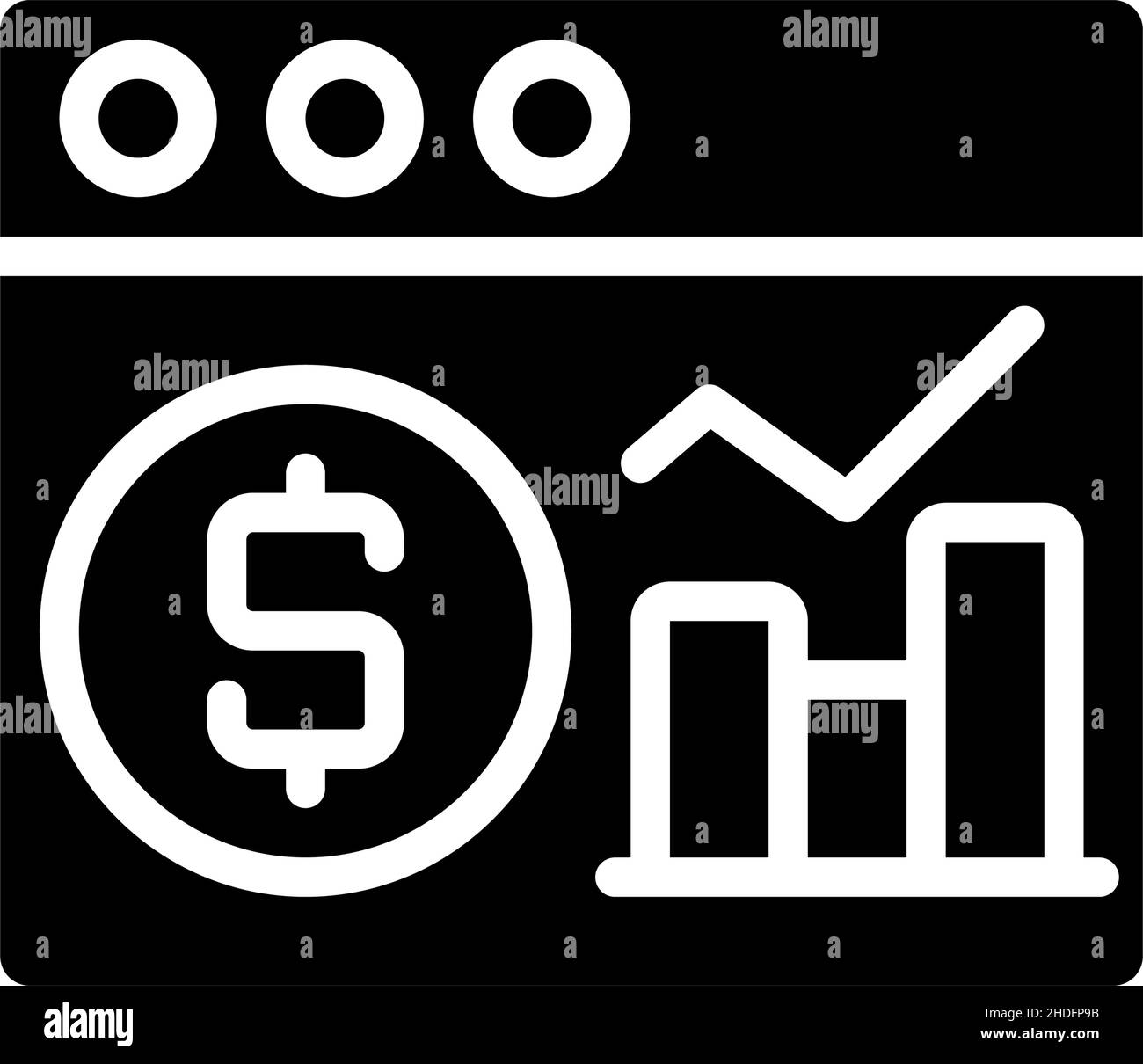 Icona di glyph nero per l'analisi dei dati finanziari Illustrazione Vettoriale
