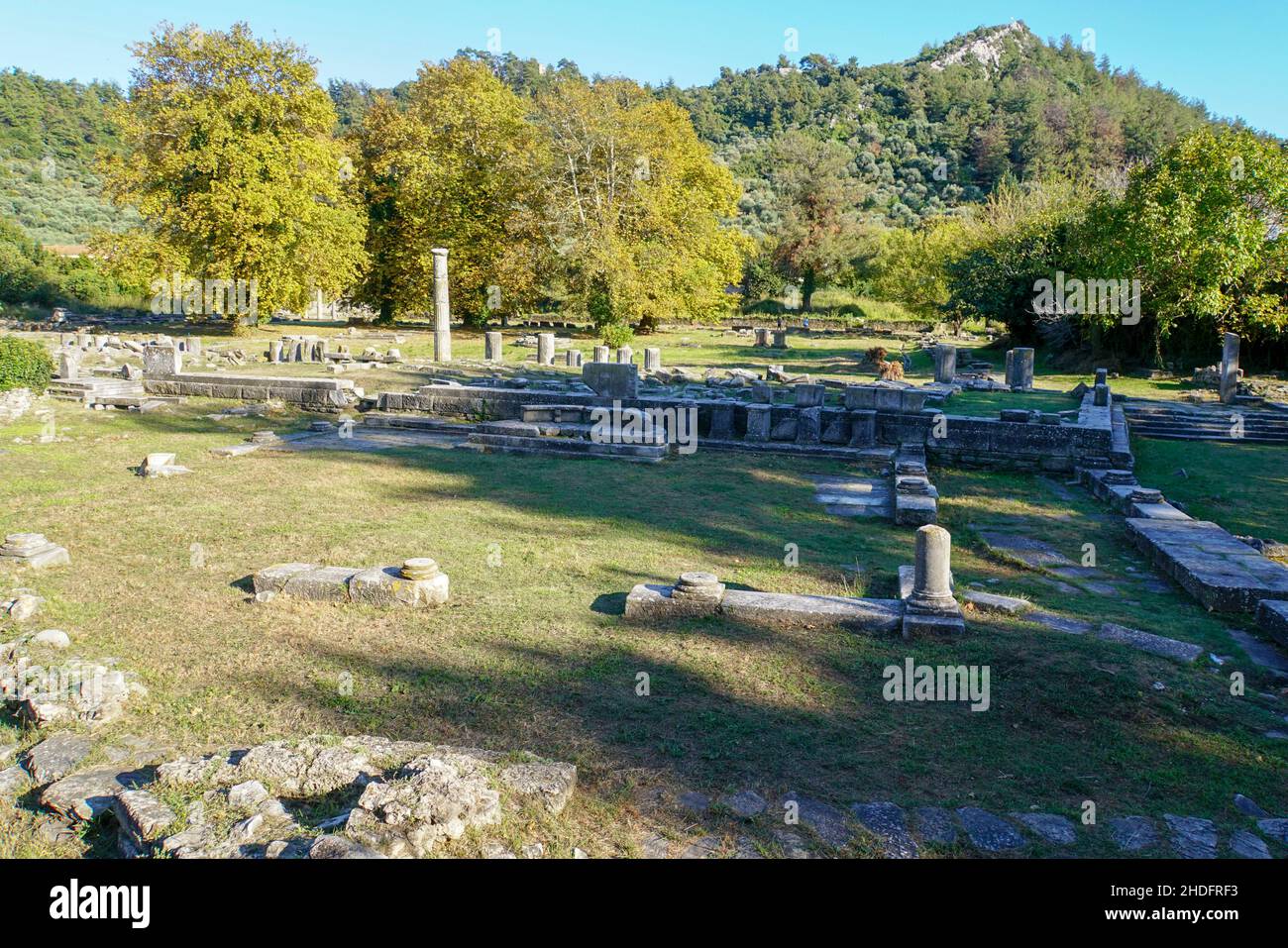 Reperti archeologici nell'Agorà di antica Thasos, Thassos Island, Grecia Foto Stock