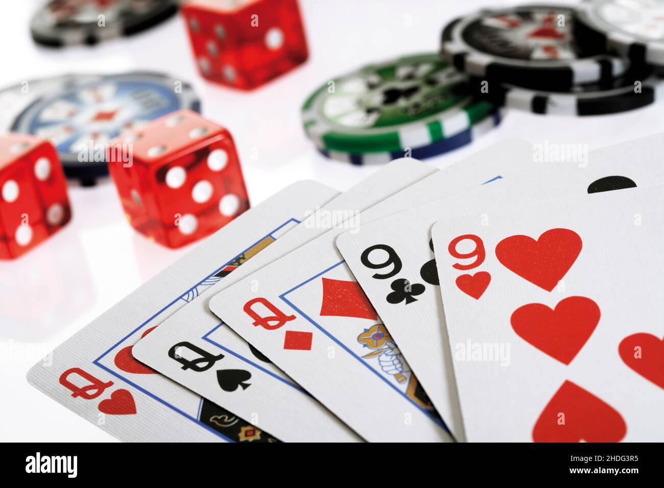 poker, gioco d'azzardo, mano, carte, casa piena, aghi vibranti, mani, carte, case piene Foto Stock