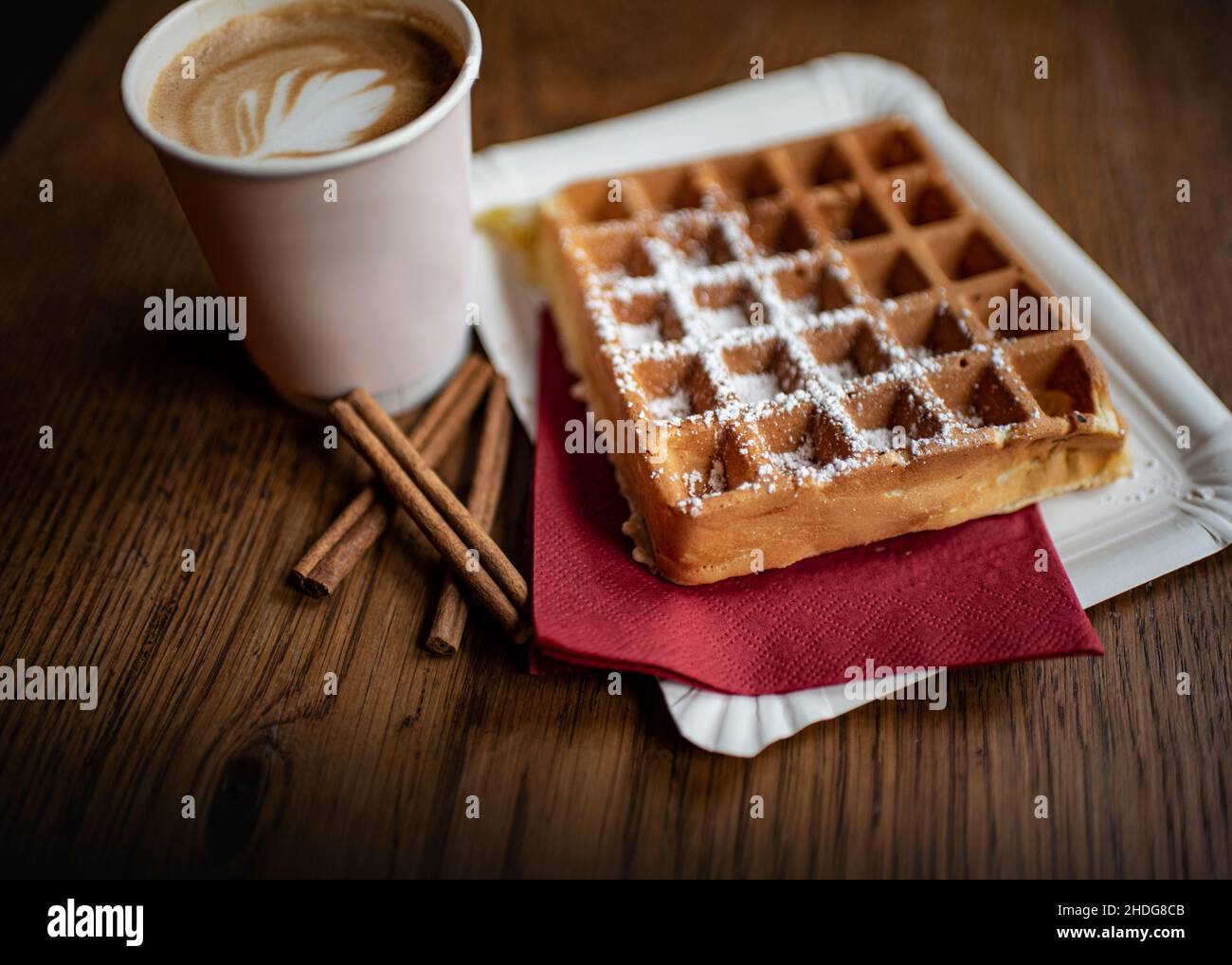 da portare via, waffle belgi, da portare via Foto Stock