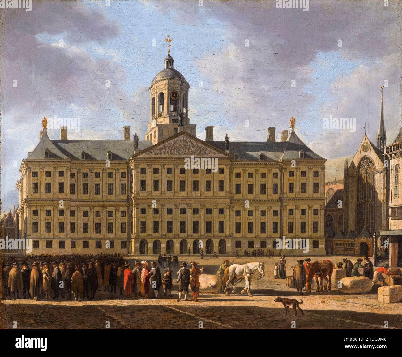 Il municipio (ora Palazzo reale) in Piazza Dam ad Amsterdam, dipinto da Gerrit Berckheyde, 1672 Foto Stock