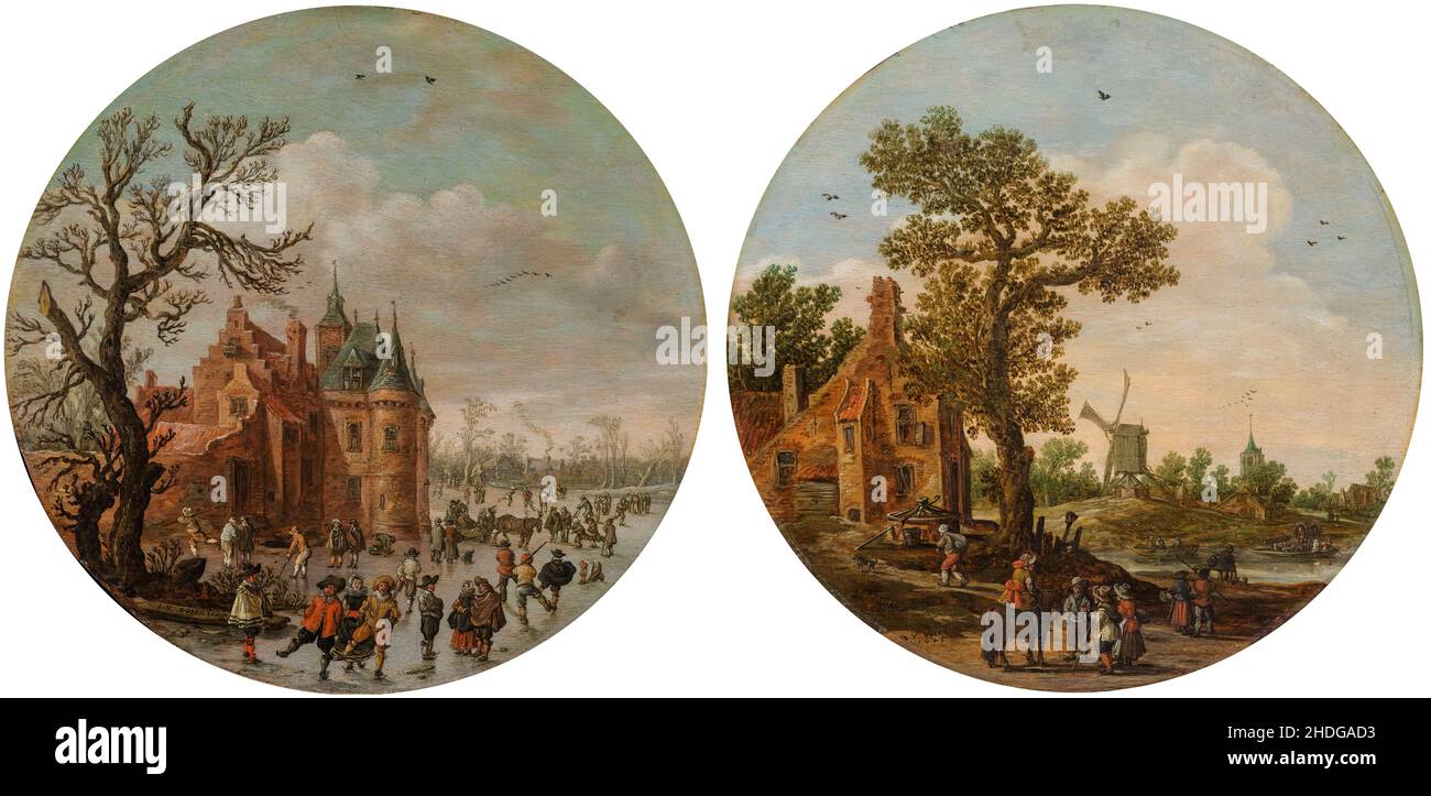 Jan van Goyen, Inverno (a sinistra) e Estate (a destra), pittura, 1625 Foto Stock