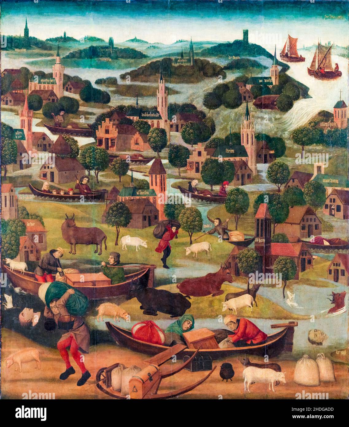 Il diluvio del giorno di Santa Elisabetta, dipinto dal Maestro dei pannelli di Santa Elisabetta, 1490-1495 Foto Stock