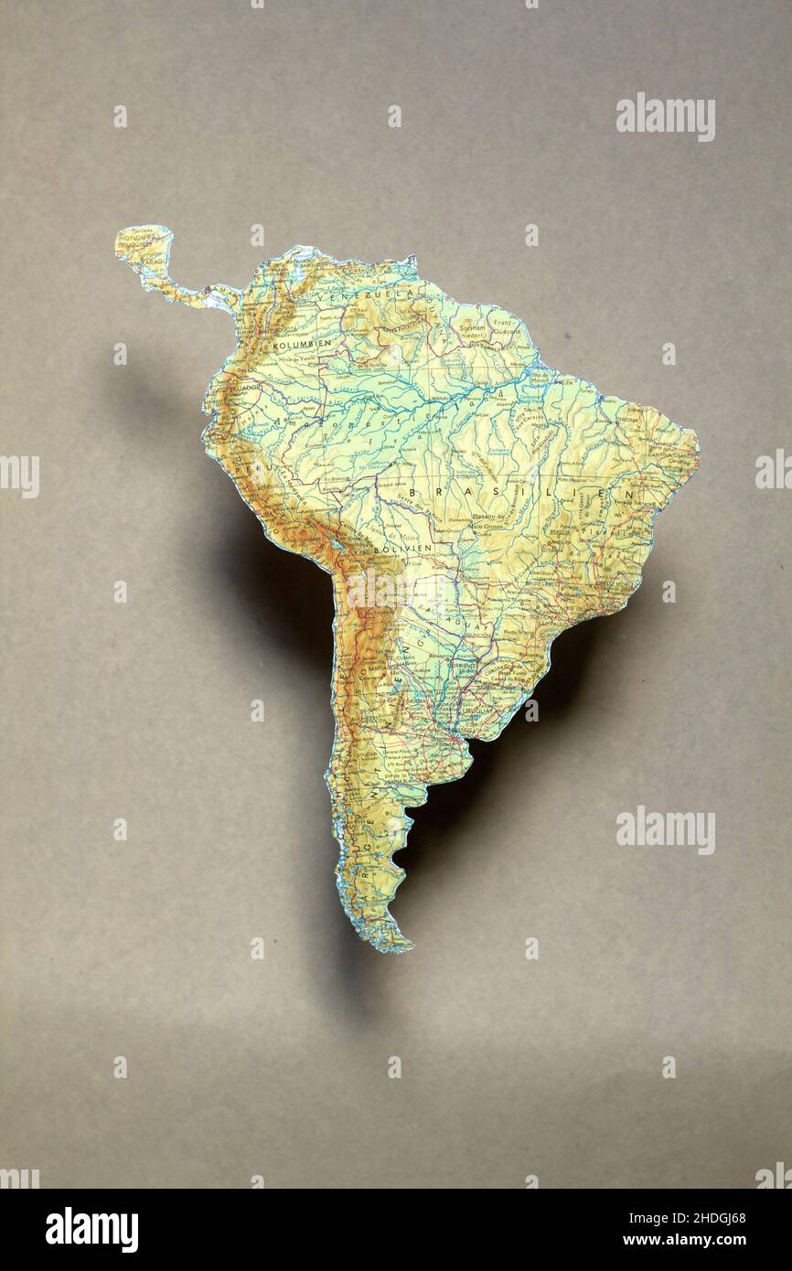 mappa, america del sud, continente, mappe, latino, america latina, continenti Foto Stock